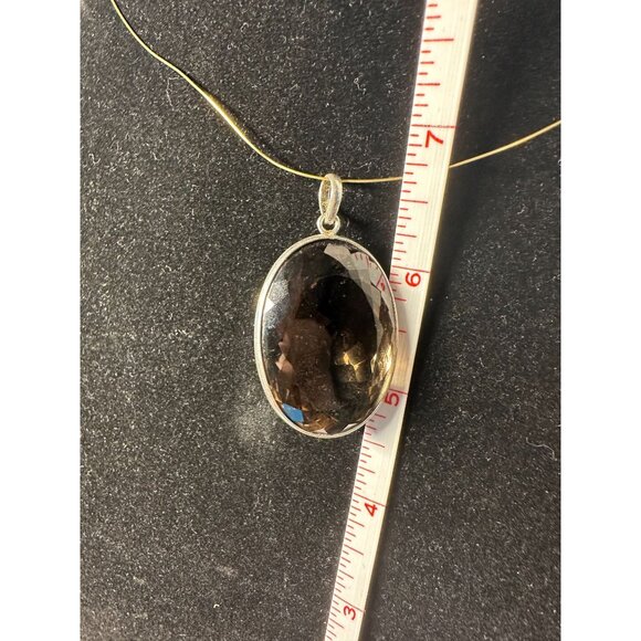 Sterling Silver Smokey Quartz Pendant 24 grams - Picture 3 of 5
